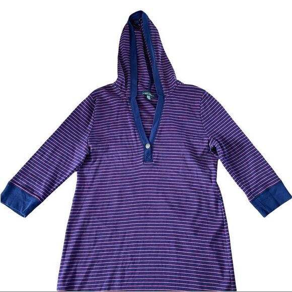 LRL Ralph Lauren Hoodie Sweater Striped Dress Sz XLARGE - Picture 2 of 12